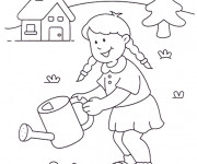 Coloriage Fille dans la Compagne