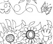 Coloriage Jardin et  jour ensoleillé