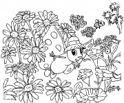 Coloriage Les Fleurs de Siméon le papillon