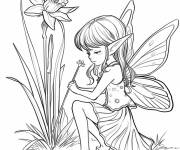 Coloriage F&eacute;e et Jonquille