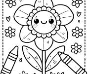 Coloriage Jonquille avec un visage souriant
