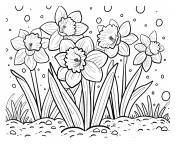 Coloriage Paysage de Jonquille