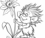 Coloriage Troll cueille des Jonquilles