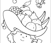 Coloriage Fruit et Abeilles