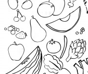 Coloriage Fruits et Légumes de Juillet