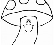 Coloriage L&eacute;gume de Champignon avec visage