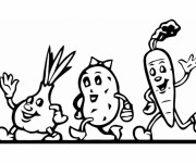 Coloriage L&eacute;gumes en marche