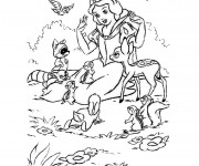 Coloriage Animaux  et Princesse Forêt