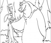 Coloriage Cerf et Ours dans la for&ecirc;t
