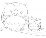 Coloriage Hibou Forêt