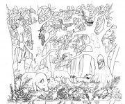 Coloriage Les animaux de la Forêt à découper