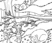 Coloriage Les enfant s'amusent dans La forêt