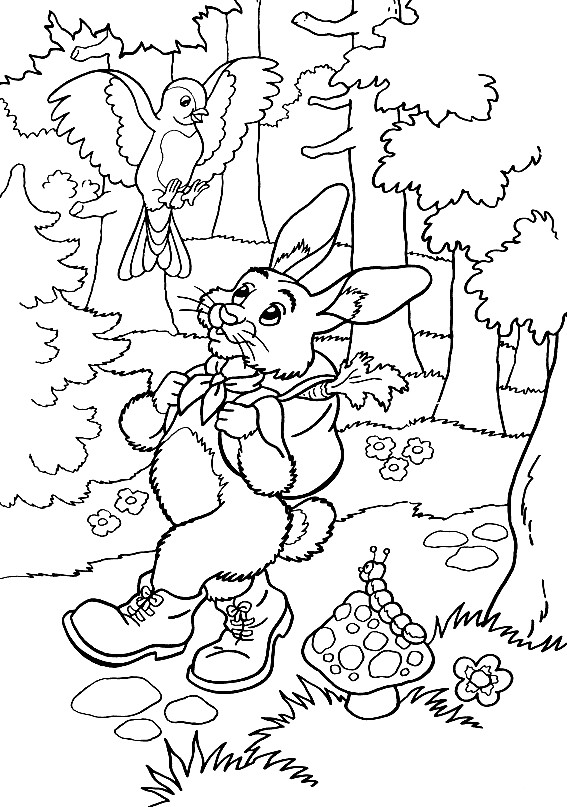 Coloriage et dessins gratuits Lièvre dans La forêt à imprimer