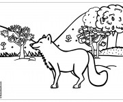 Coloriage Loup heureux dans la  Forêt