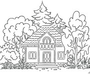 Coloriage Une maison dans La for&ecirc;t