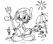 Coloriage A La Plage dessin animé