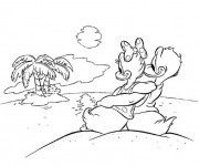 Coloriage Donald Duck et Daisy sur La Plage