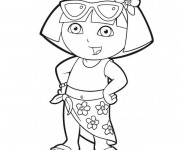 Coloriage Dora en maillot de bain