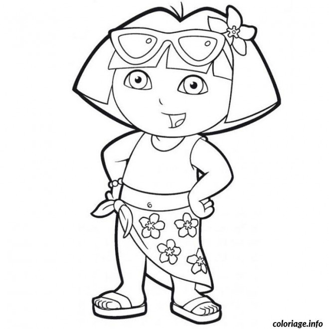Coloriage et dessins gratuits Dora en maillot de bain à imprimer