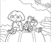 Coloriage Dora et ses amis sur La Plage
