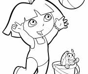 Coloriage et dessins gratuit Dora et son ballon de plage à imprimer