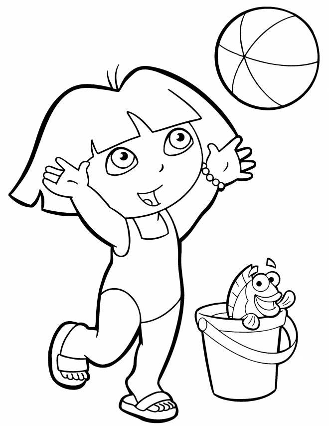 Coloriage et dessins gratuits Dora et son ballon de plage à imprimer