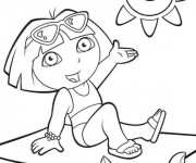 Coloriage Dora sous les rayons de Soleil