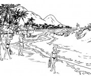 Coloriage La Plage au crayon