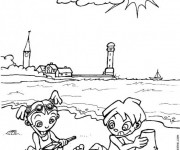 Coloriage La Plage en jour ensoleill&eacute;