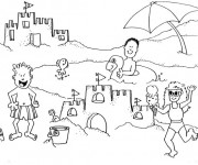 Coloriage La Plage et les Vacanciers