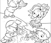 Coloriage Les Petits s'amusent sur La Plage