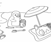 Coloriage Les Pingouins et La Plage