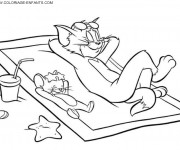 Coloriage Tom et jerry sur La Plage