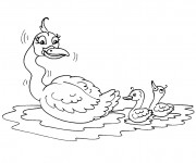 Coloriage Canard et ses Petits sur Le Lac