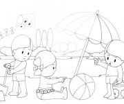 Coloriage et dessins gratuit Enfants s'amusent sur Le Lac à imprimer