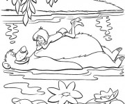 Coloriage Mowgli sur Le Lac