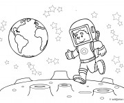 Coloriage Cosmonaute saute sur la Lune
