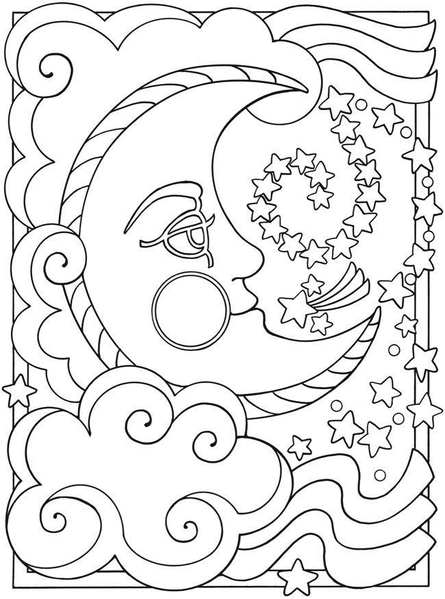 Coloriage et dessins gratuits Croissant de lune et étoiles Mandala à imprimer