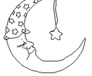 Coloriage Croissant de Lune et La nuit