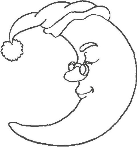 Coloriage et dessins gratuits Croissant de Lune portant un bonnet à imprimer