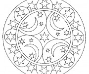 Coloriage Croissant et &Eacute;toiles mandala