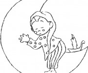 Coloriage Enfant dort sur La Lune