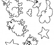 Coloriage La Lune et Les moutons