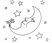 Coloriage Le croissant el L'oiseau