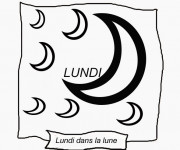 Coloriage Lundi dans La Lune