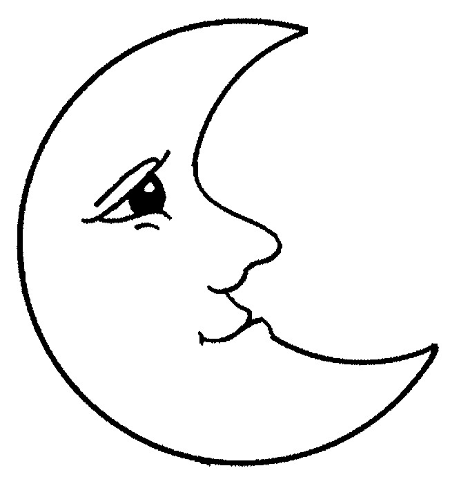 Coloriage et dessins gratuits Lune avec visage à imprimer
