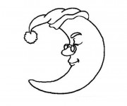 Coloriage et dessins gratuit Lune dormant à imprimer