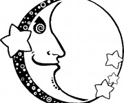 Coloriage Lune en visage