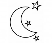 Coloriage Lune et &Eacute;toiles stylis&eacute;