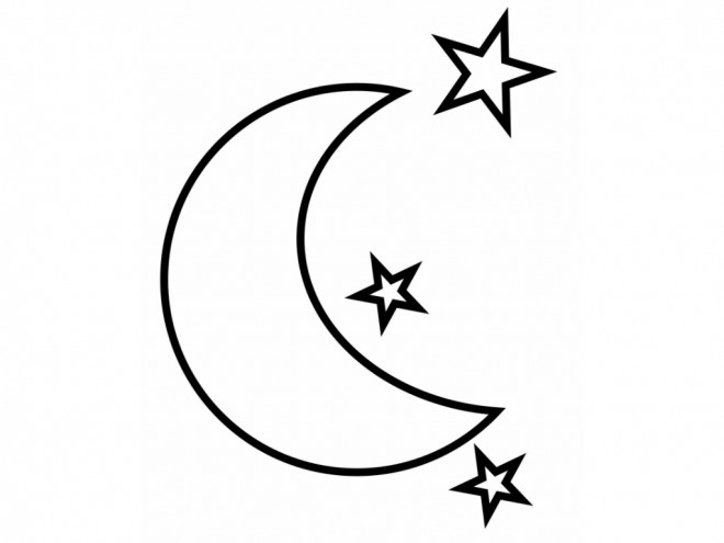 Coloriage et dessins gratuits Lune et Étoiles stylisé à imprimer